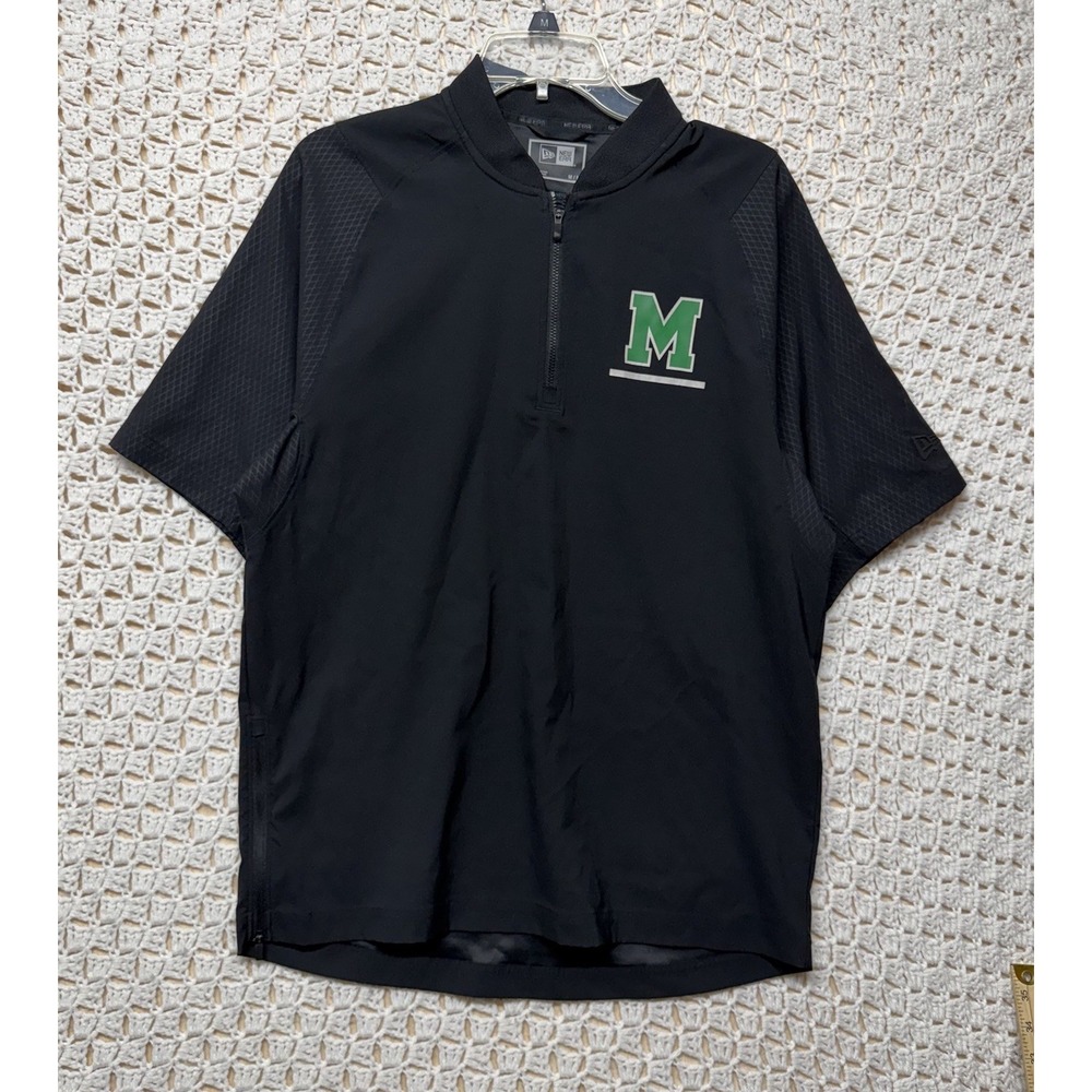 New Era Windbreaker Shirt Mens Sz M Black Short Sleeve 1/4 Zip Golf